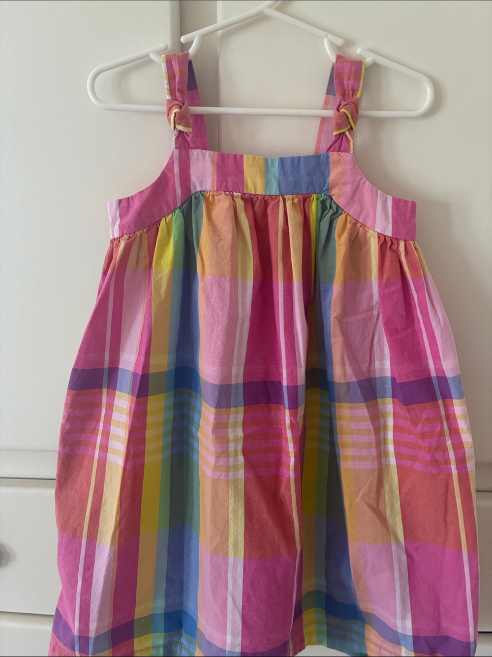 GAP Girls Multicolor Plaid Sundress - Pink, Yellow, Blue, Green
